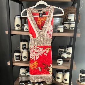 Floral Red and White Mini Dress